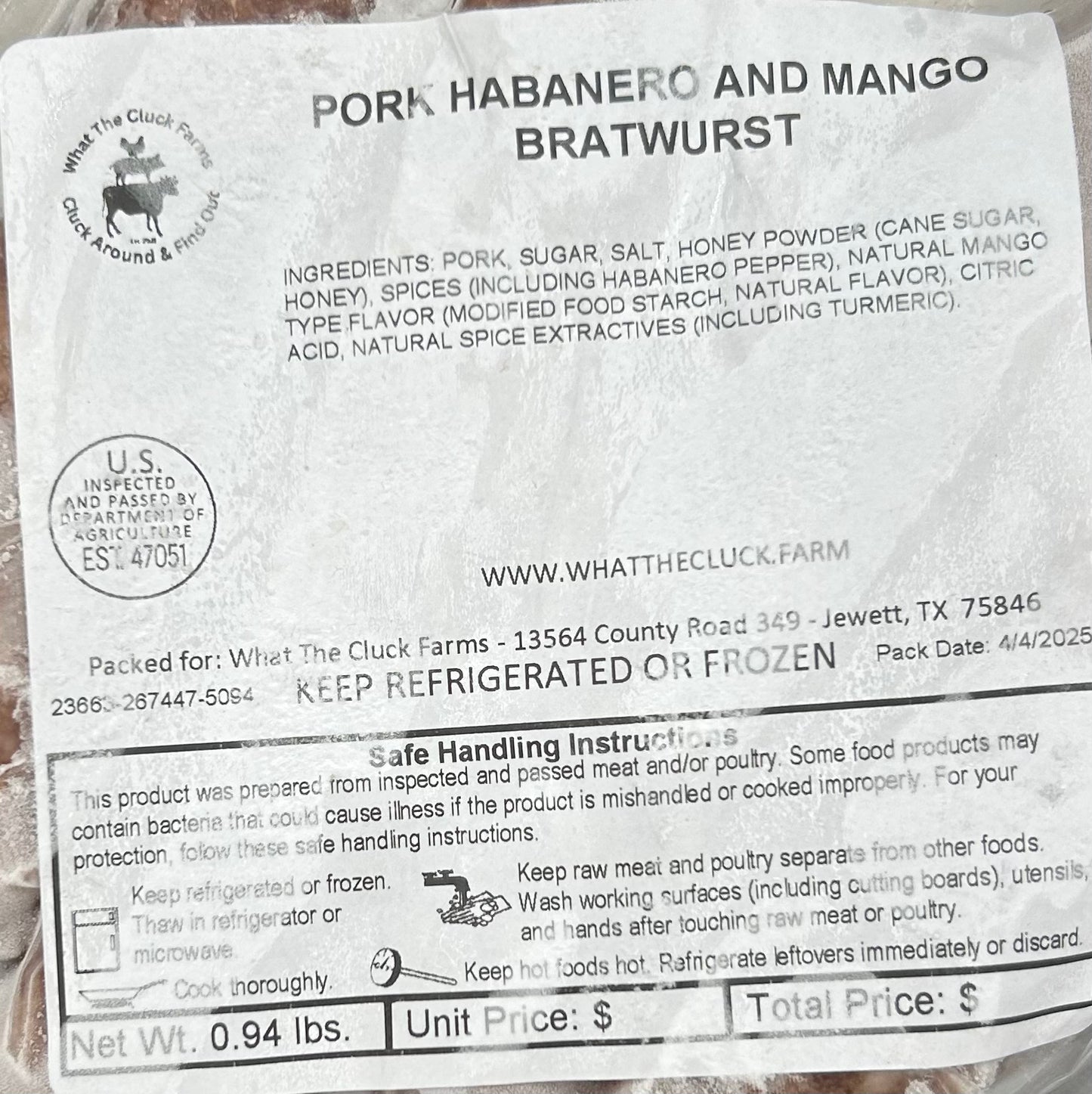 Forest Raised Pork Mango Habanero Sausage Links