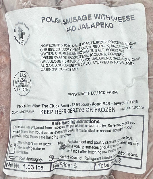 Forest Raised Pork Polish Sausage (with Jalapeño and Cheese)